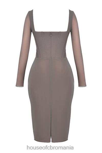 îmbrăcăminte House of CB rochie midi safran mocha corset X4F68118