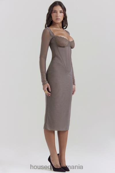 îmbrăcăminte House of CB rochie midi safran mocha corset X4F68118