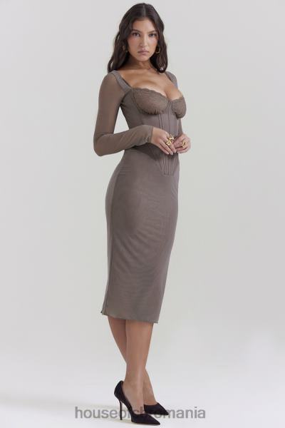 îmbrăcăminte House of CB rochie midi safran mocha corset X4F68118