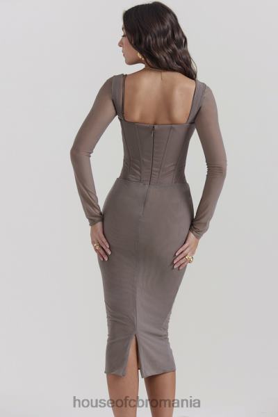 îmbrăcăminte House of CB rochie midi safran mocha corset X4F68118