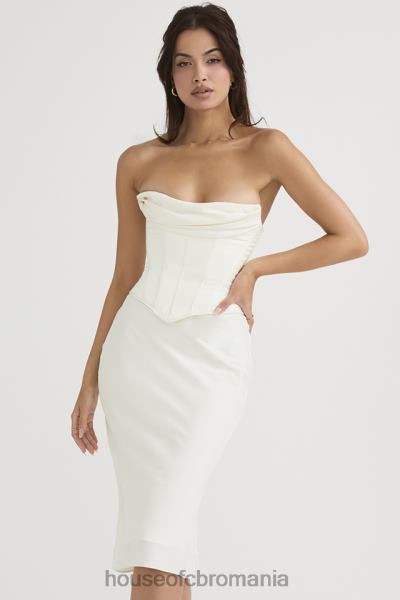 îmbrăcăminte House of CB rochie midi sienna ivory satin corset fara bretele X4F68471