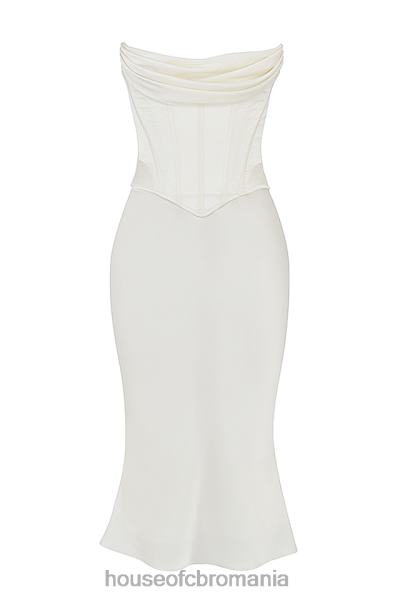 îmbrăcăminte House of CB rochie midi sienna ivory satin corset fara bretele X4F68471