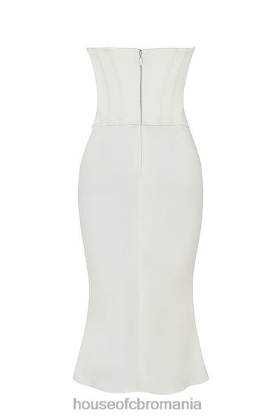 îmbrăcăminte House of CB rochie midi sienna ivory satin corset fara bretele X4F68471
