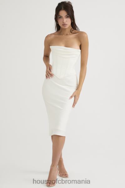 îmbrăcăminte House of CB rochie midi sienna ivory satin corset fara bretele X4F68471