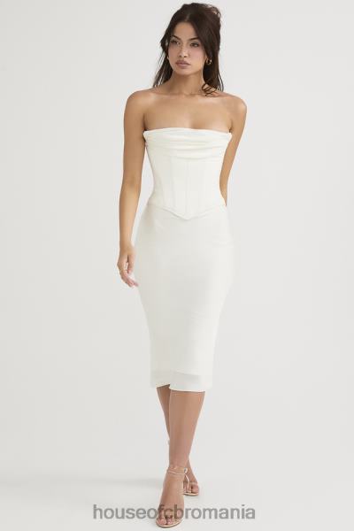 îmbrăcăminte House of CB rochie midi sienna ivory satin corset fara bretele X4F68471