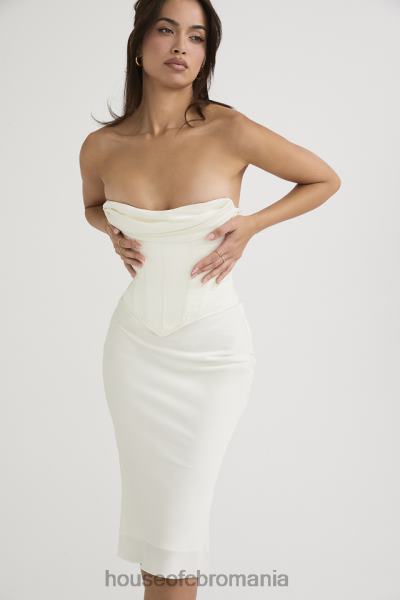 îmbrăcăminte House of CB rochie midi sienna ivory satin corset fara bretele X4F68471