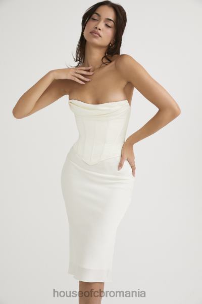 îmbrăcăminte House of CB rochie midi sienna ivory satin corset fara bretele X4F68471