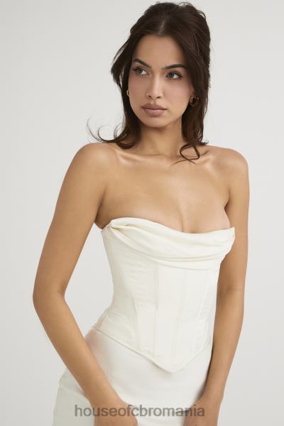 îmbrăcăminte House of CB rochie midi sienna ivory satin corset fara bretele X4F68471
