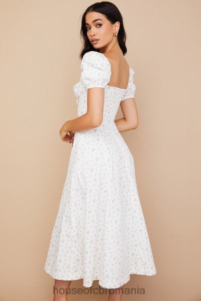 îmbrăcăminte House of CB rochie midi tallulah albă cu mâneci bufante florale X4F68571