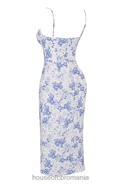 îmbrăcăminte House of CB rochie midi tip corset cu imprimeu albastru charlotte X4F68268