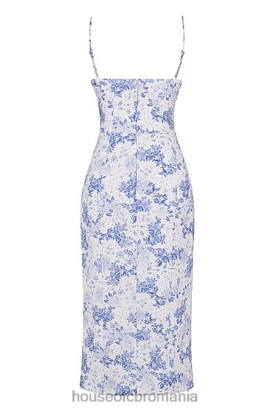 îmbrăcăminte House of CB rochie midi tip corset cu imprimeu albastru charlotte X4F68268