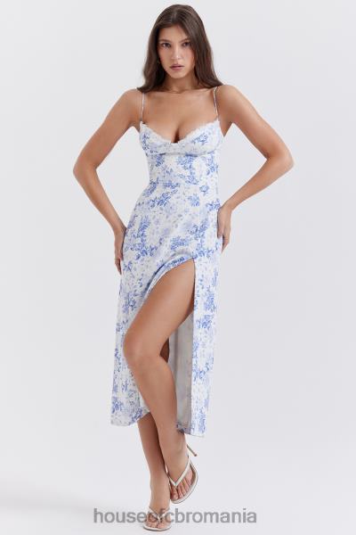 îmbrăcăminte House of CB rochie midi tip corset cu imprimeu albastru charlotte X4F68268