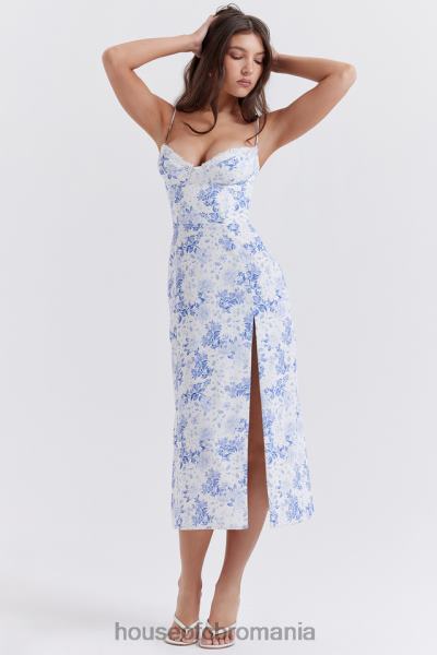 îmbrăcăminte House of CB rochie midi tip corset cu imprimeu albastru charlotte X4F68268