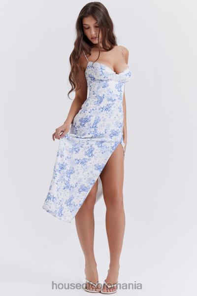 îmbrăcăminte House of CB rochie midi tip corset cu imprimeu albastru charlotte X4F68268