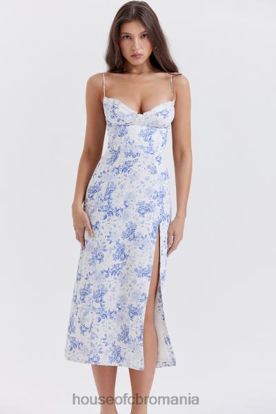 îmbrăcăminte House of CB rochie midi tip corset cu imprimeu albastru charlotte X4F68268