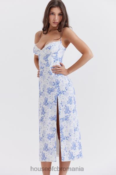 îmbrăcăminte House of CB rochie midi tip corset cu imprimeu albastru charlotte X4F68268