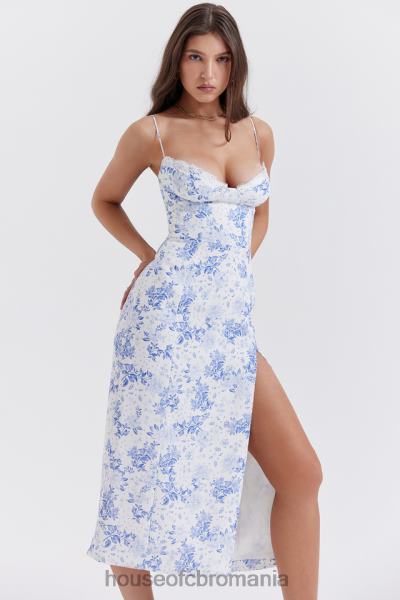 îmbrăcăminte House of CB rochie midi tip corset cu imprimeu albastru charlotte X4F68268