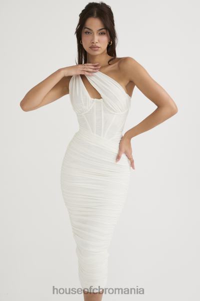 îmbrăcăminte House of CB rochie midi valentina ivory cu decupaj asimetric X4F68483