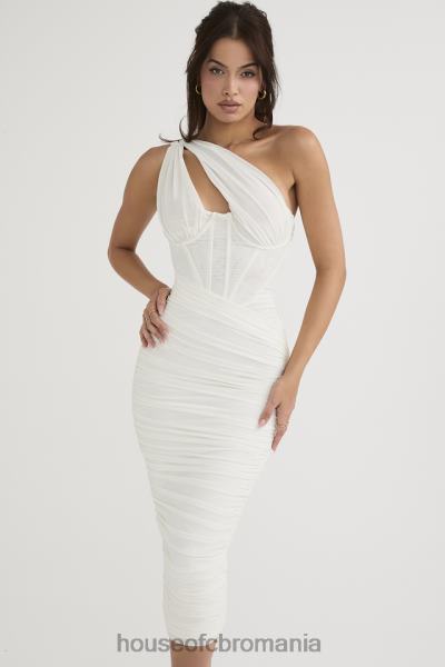 îmbrăcăminte House of CB rochie midi valentina ivory cu decupaj asimetric X4F68483