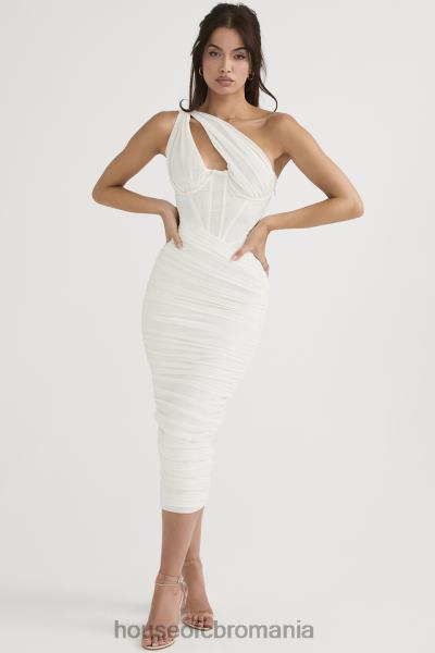îmbrăcăminte House of CB rochie midi valentina ivory cu decupaj asimetric X4F68483