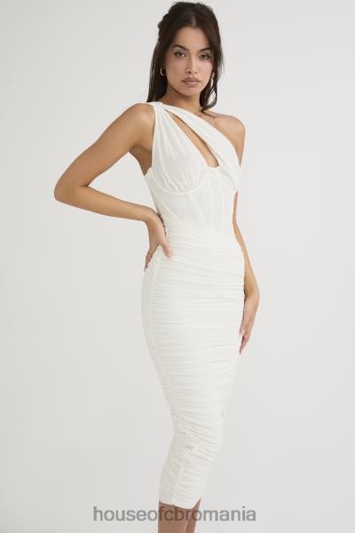îmbrăcăminte House of CB rochie midi valentina ivory cu decupaj asimetric X4F68483
