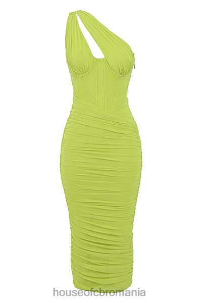 îmbrăcăminte House of CB rochie midi valentina lime cu decupaj asimetric X4F68422