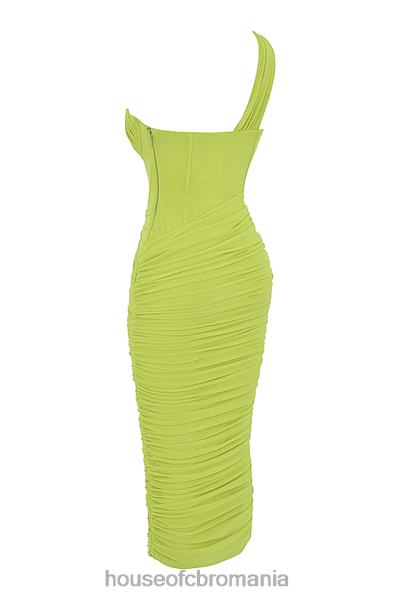 îmbrăcăminte House of CB rochie midi valentina lime cu decupaj asimetric X4F68422