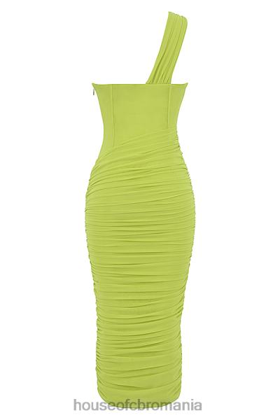 îmbrăcăminte House of CB rochie midi valentina lime cu decupaj asimetric X4F68422