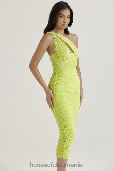 îmbrăcăminte House of CB rochie midi valentina lime cu decupaj asimetric X4F68422