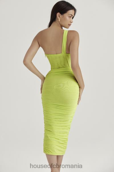 îmbrăcăminte House of CB rochie midi valentina lime cu decupaj asimetric X4F68422