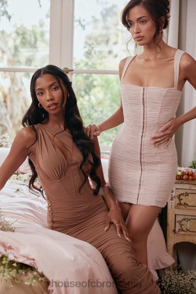 îmbrăcăminte House of CB rochie midi valentina mocha cu decupaj asimetric X4F68488