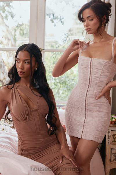 îmbrăcăminte House of CB rochie midi valentina mocha cu decupaj asimetric X4F68488
