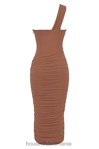 îmbrăcăminte House of CB rochie midi valentina mocha cu decupaj asimetric X4F68488