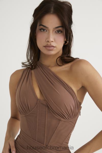 îmbrăcăminte House of CB rochie midi valentina mocha cu decupaj asimetric X4F68488
