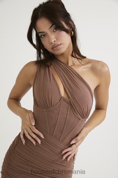 îmbrăcăminte House of CB rochie midi valentina mocha cu decupaj asimetric X4F68488