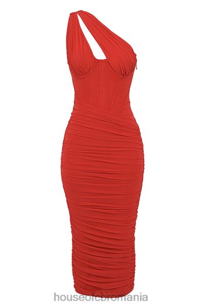 îmbrăcăminte House of CB rochie midi valentina scarlet cu decupaj asimetric X4F68509