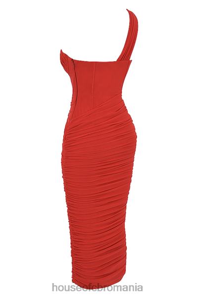 îmbrăcăminte House of CB rochie midi valentina scarlet cu decupaj asimetric X4F68509