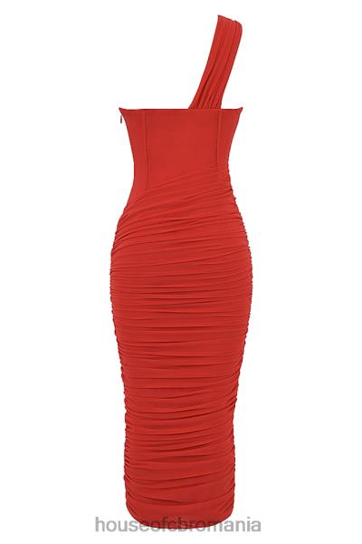 îmbrăcăminte House of CB rochie midi valentina scarlet cu decupaj asimetric X4F68509