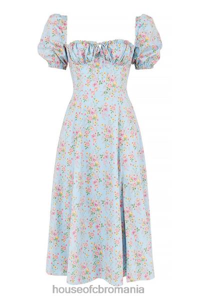 îmbrăcăminte House of CB rochie midi vintage cu mâneci bufante, albastru tallulah X4F68572