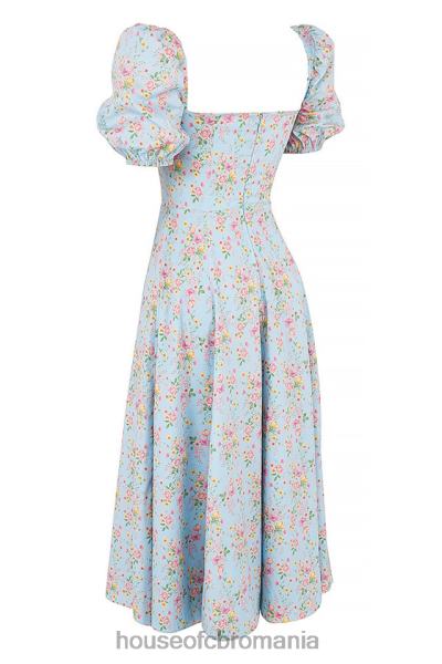 îmbrăcăminte House of CB rochie midi vintage cu mâneci bufante, albastru tallulah X4F68572