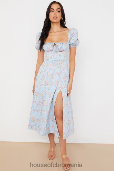 îmbrăcăminte House of CB rochie midi vintage cu mâneci bufante, albastru tallulah X4F68572