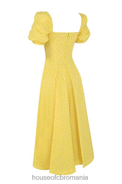 îmbrăcăminte House of CB tallulah rochie midi cu mâneci bufante florale galbene X4F68556