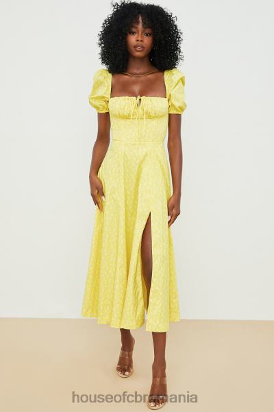 îmbrăcăminte House of CB tallulah rochie midi cu mâneci bufante florale galbene X4F68556