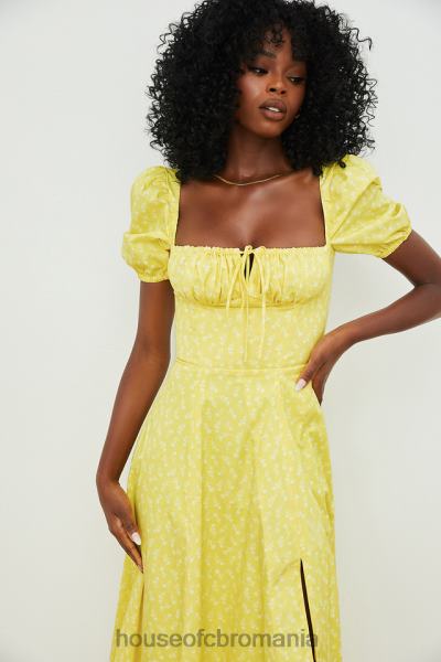 îmbrăcăminte House of CB tallulah rochie midi cu mâneci bufante florale galbene X4F68556