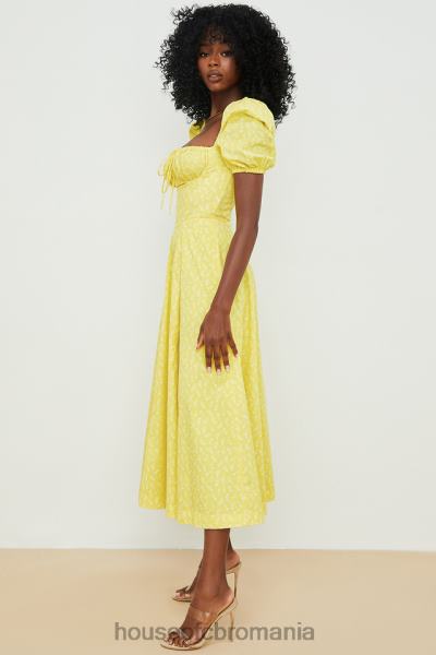 îmbrăcăminte House of CB tallulah rochie midi cu mâneci bufante florale galbene X4F68556