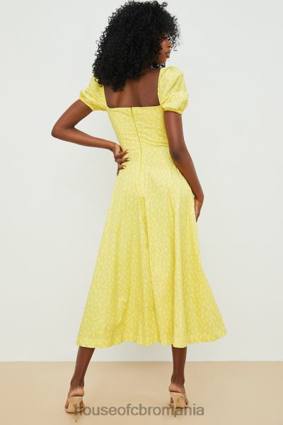 îmbrăcăminte House of CB tallulah rochie midi cu mâneci bufante florale galbene X4F68556