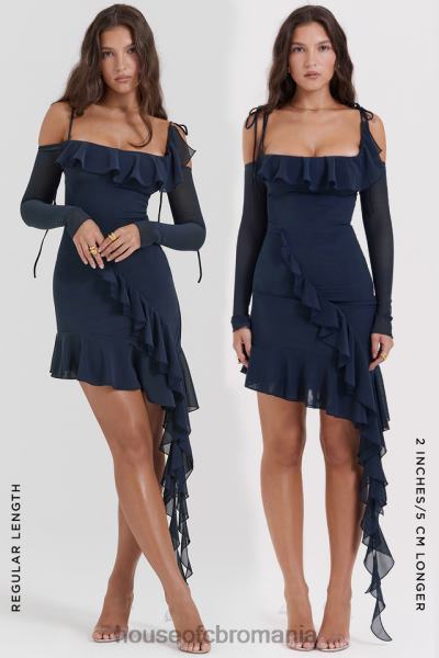 îmbrăcăminte House of CB kiki rochie mini cu volane bleumarin francez X4F68162