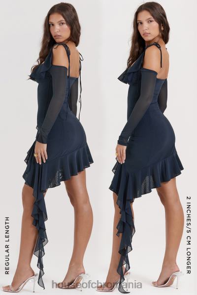 îmbrăcăminte House of CB kiki rochie mini cu volane bleumarin francez X4F68162