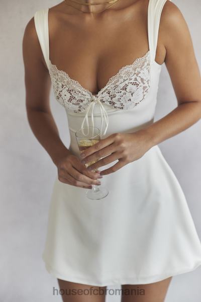 îmbrăcăminte House of CB rochie mini adriana ivory satin si dantela X4F68398