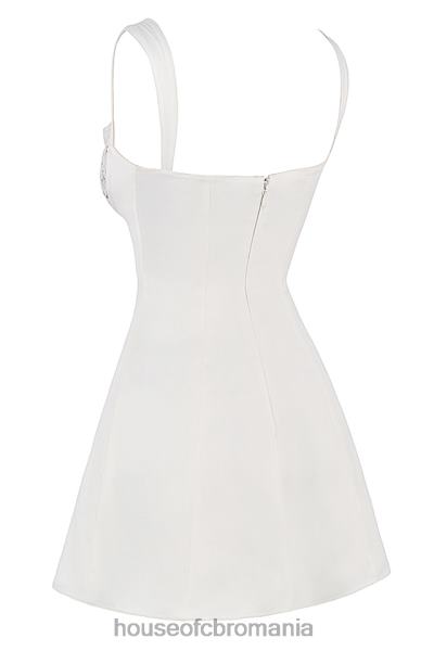 îmbrăcăminte House of CB rochie mini adriana ivory satin si dantela X4F68398